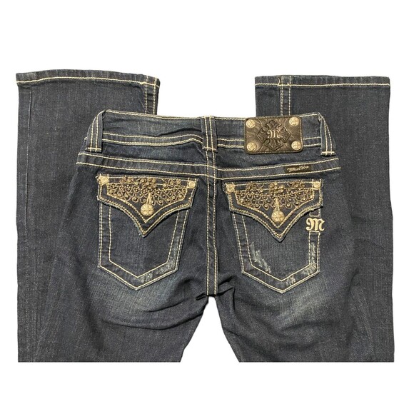 Miss Me Womens JP4657-2 Boot Cut Denim Jeans Med Wash Rhinestones EUC - Picture 1 of 10
